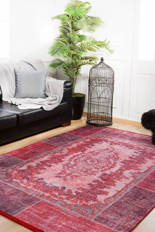 Red Area Rug - Classic Digital Print Rug | Antibacterial Non Slip Carpet
