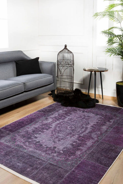 Digital Print Area Rug – Navarra Purple Classic Antibacterial Non Slip Carpet