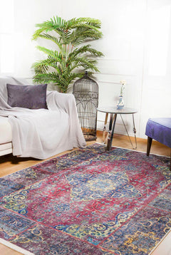 Classic Area Rug – Digital Print Carpet | Red Non Slip Antibacterial Floor Mat