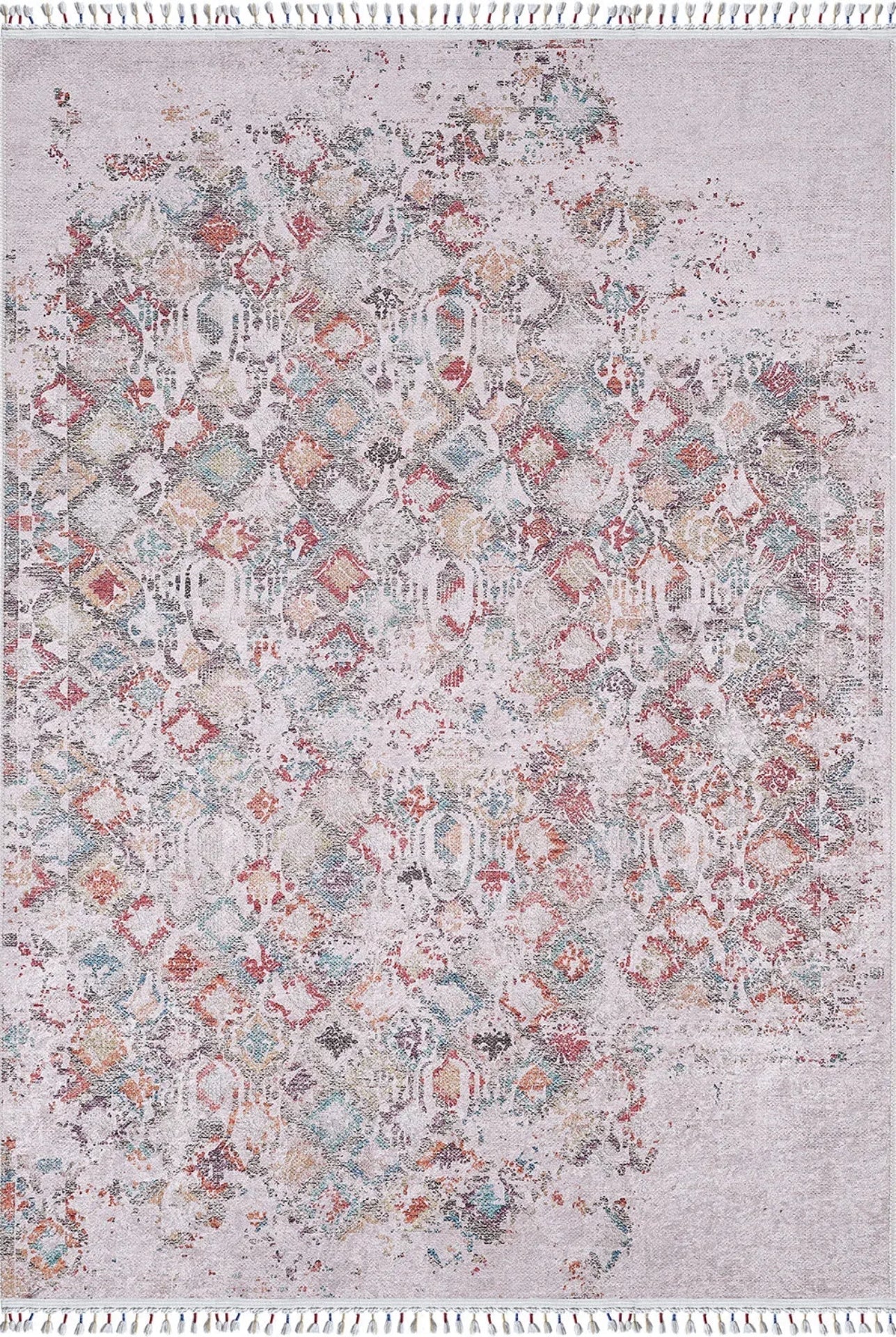 Vintage Area Rug - Cream Digital Print Rug | Non Slip Washable Floor Carpet