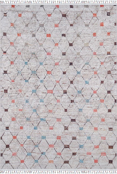 Lodzki Grey Geometric Digital Print Area Rug