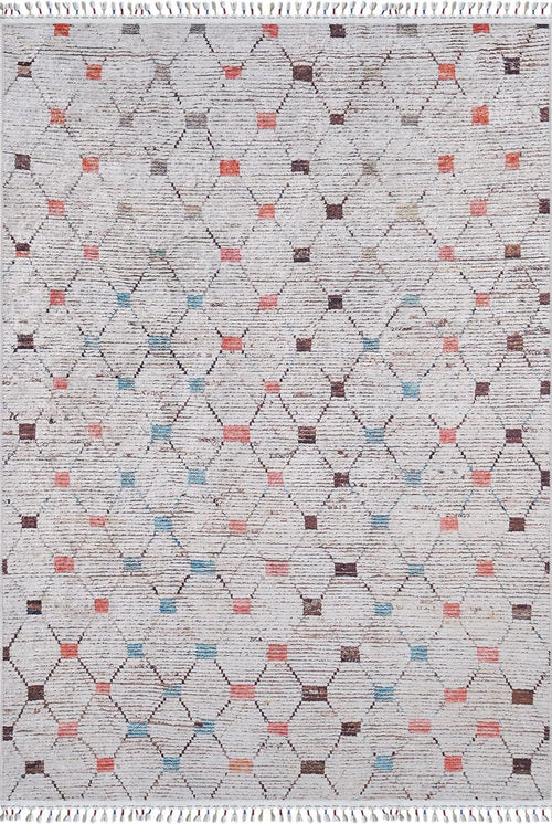 Lodzki Grey Geometric Digital Print Area Rug