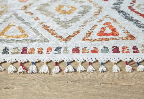 Jeziorna Orange Geometric Digital Print Area Rug