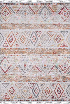 Jeziorna Orange Geometric Digital Print Area Rug