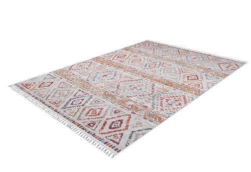 Jeziorna Orange Geometric Digital Print Area Rug