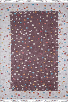 Digital Print Area Rug – Brown Frame Design Non Slip Antibacterial Carpet