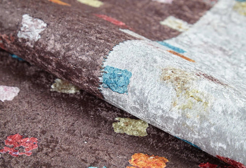 Digital Print Area Rug – Brown Frame Design Non Slip Antibacterial Carpet