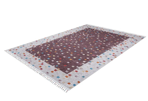 Digital Print Area Rug – Brown Frame Design Non Slip Antibacterial Carpet