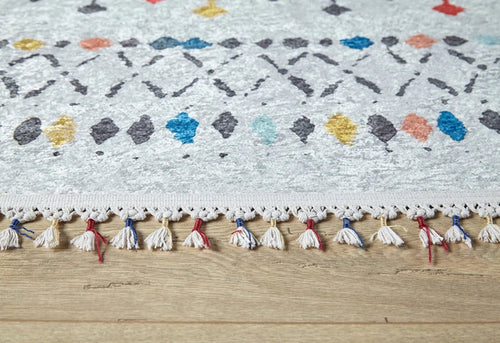 Grey Geometric Area Rug - Digital Print, Non Slip, Antibacterial Carpet