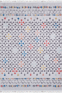 Grey Geometric Area Rug - Digital Print, Non Slip, Antibacterial Carpet