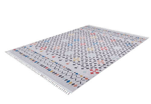 Grey Geometric Area Rug - Digital Print, Non Slip, Antibacterial Carpet