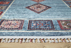 Blue Geometric Area Rug - Digital Print Rug | Non Slip, Antibacterial Carpet