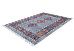 Blue Geometric Area Rug - Digital Print Rug | Non Slip, Antibacterial Carpet