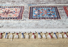 Grey Geometric Area Rug – Digital Print Non Slip Washable Carpet for Living Room