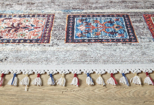 Grey Geometric Area Rug – Digital Print Non Slip Washable Carpet for Living Room