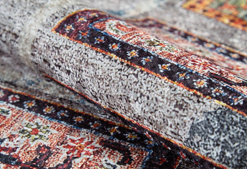 Grey Geometric Area Rug – Digital Print Non Slip Washable Carpet for Living Room