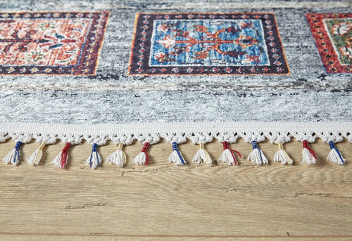 Grey Geometric Area Rug – Digital Print Non Slip Carpet for Living Room