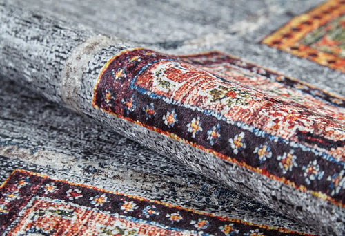 Grey Geometric Area Rug – Digital Print Non Slip Carpet for Living Room