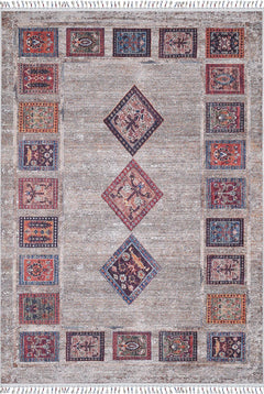 Kowalewo Grey Geometric Digital Print Area Rug