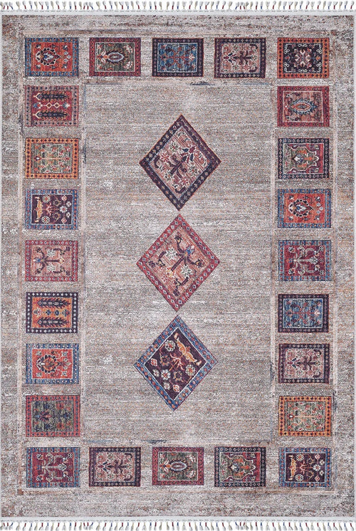 Kowalewo Grey Geometric Digital Print Area Rug