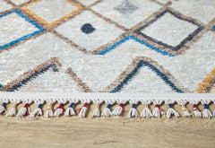 Cream Geometric Area Rug - Digital Print Non Slip Washable Carpet for Living Room