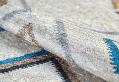 Cream Geometric Area Rug - Digital Print Non Slip Washable Carpet for Living Room