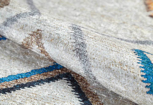 Cream Geometric Area Rug - Digital Print Non Slip Washable Carpet for Living Room