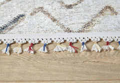 Cream Geometric Area Rug - Digital Print, Non Slip, Antibacterial Floor Carpet