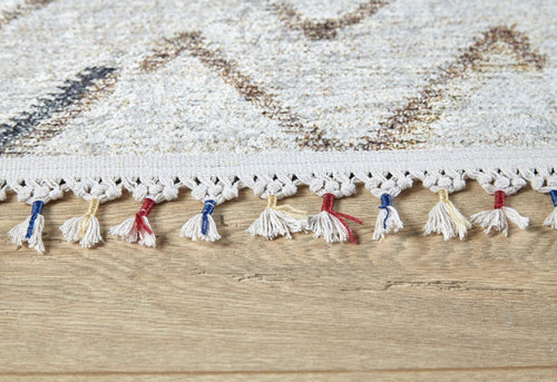 Cream Geometric Area Rug - Digital Print, Non Slip, Antibacterial Floor Carpet