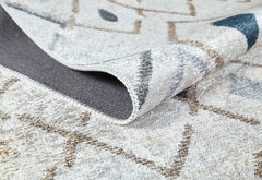 Cream Geometric Area Rug - Digital Print, Non Slip, Antibacterial Floor Carpet