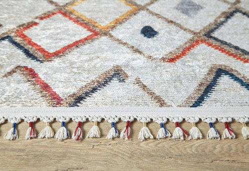 Geometric Area Rug – Cream Digital Print Carpet, Antibacterial Non Slip Mat