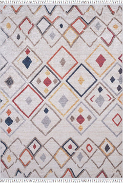 Geometric Area Rug – Cream Digital Print Carpet, Antibacterial Non Slip Mat