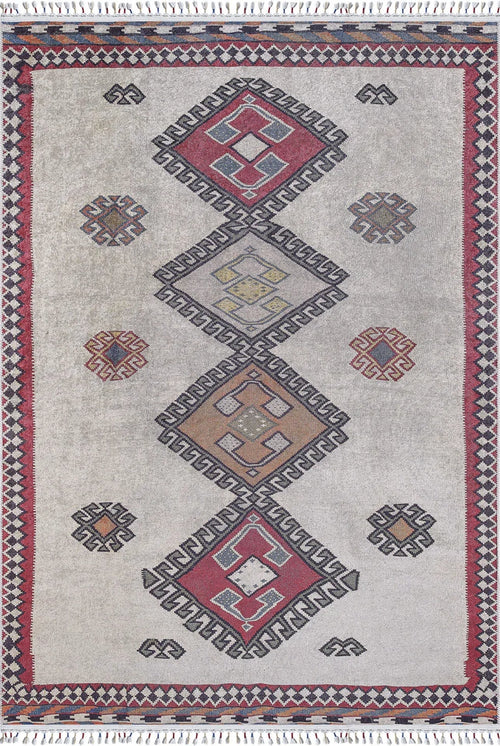 Grey Geometric Area Rug – Digital Print Non Slip Antibacterial Carpet for Living Room