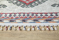 Grey Geometric Area Rug – Digital Print Non Slip Antibacterial Carpet for Living Room