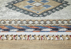 Beige Geometric Area Rug – Digital Print Non Slip Carpet for Living Room