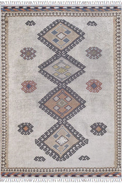 Beige Geometric Area Rug – Digital Print Non Slip Carpet for Living Room
