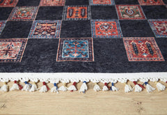 Korsze Black Geometric Digital Print Area Rug