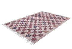 Red Geometric Area Rug - Koronowo Digital Print Non Slip Carpet for Modern Living Room