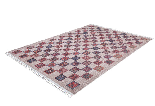Red Geometric Area Rug - Koronowo Digital Print Non Slip Carpet for Modern Living Room