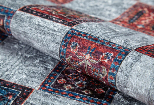 Grey Geometric Area Rug – Digital Print Carpet | Non Slip, Antibacterial Floor Covering