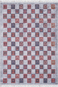 Grey Geometric Area Rug – Digital Print Carpet | Non Slip, Antibacterial Floor Covering