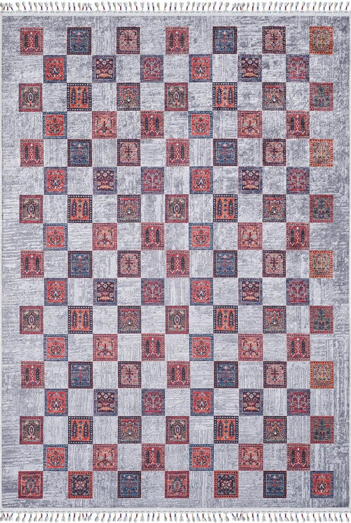 Grey Geometric Area Rug – Digital Print Carpet | Non Slip, Antibacterial Floor Covering