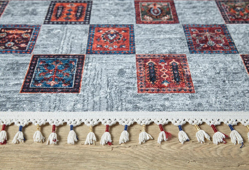 Grey Geometric Area Rug – Digital Print Carpet | Non Slip, Antibacterial Floor Covering