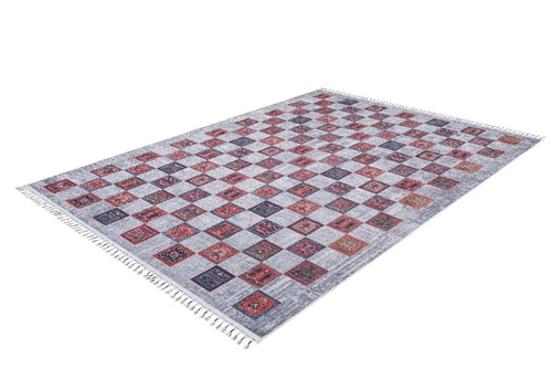 Grey Geometric Area Rug – Digital Print Carpet | Non Slip, Antibacterial Floor Covering
