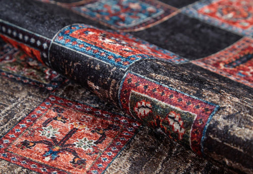 Geometric Area Rug – Brown Digital Print Rug | Antibacterial, Non Slip, Washable