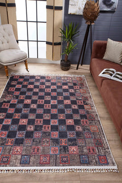 Geometric Area Rug – Brown Digital Print Rug | Antibacterial, Non Slip, Washable
