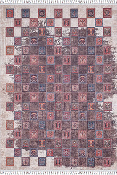Konstantynow Brown Geometric Digital Print Area Rug