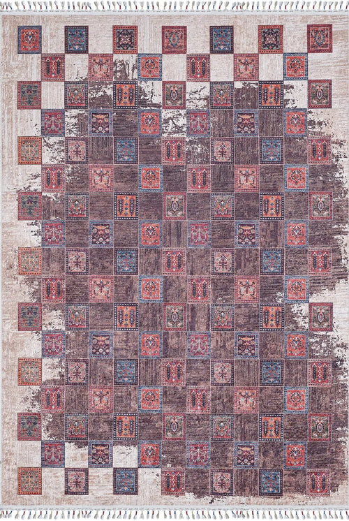 Konstantynow Brown Geometric Digital Print Area Rug