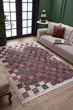 Konstantynow Brown Geometric Digital Print Area Rug