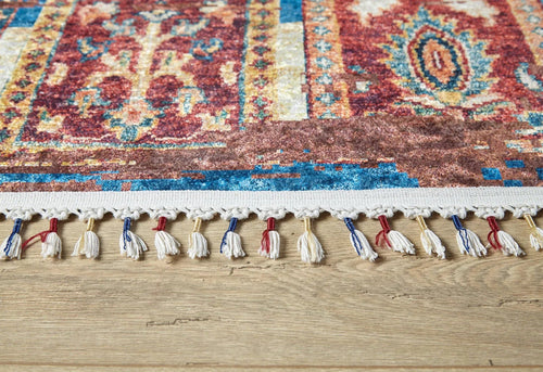 Red Patchwork Area Rug - Digital Print Rug | Antibacterial, Non Slip Carpet